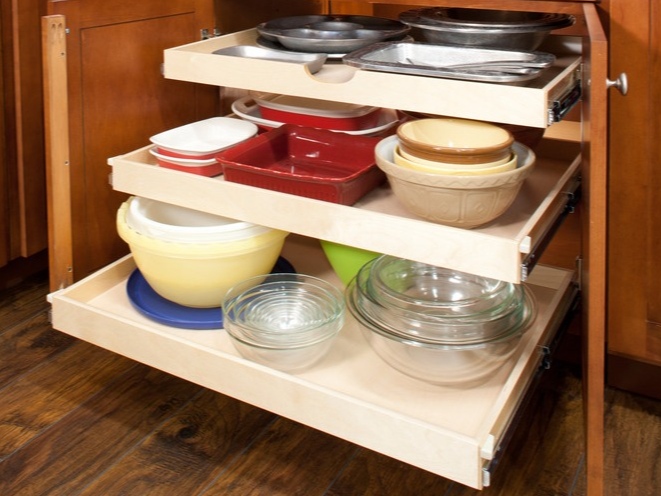 photo gallery Kitchen lower cabinet 3 Maple Glide Outs Thumbnail 25968