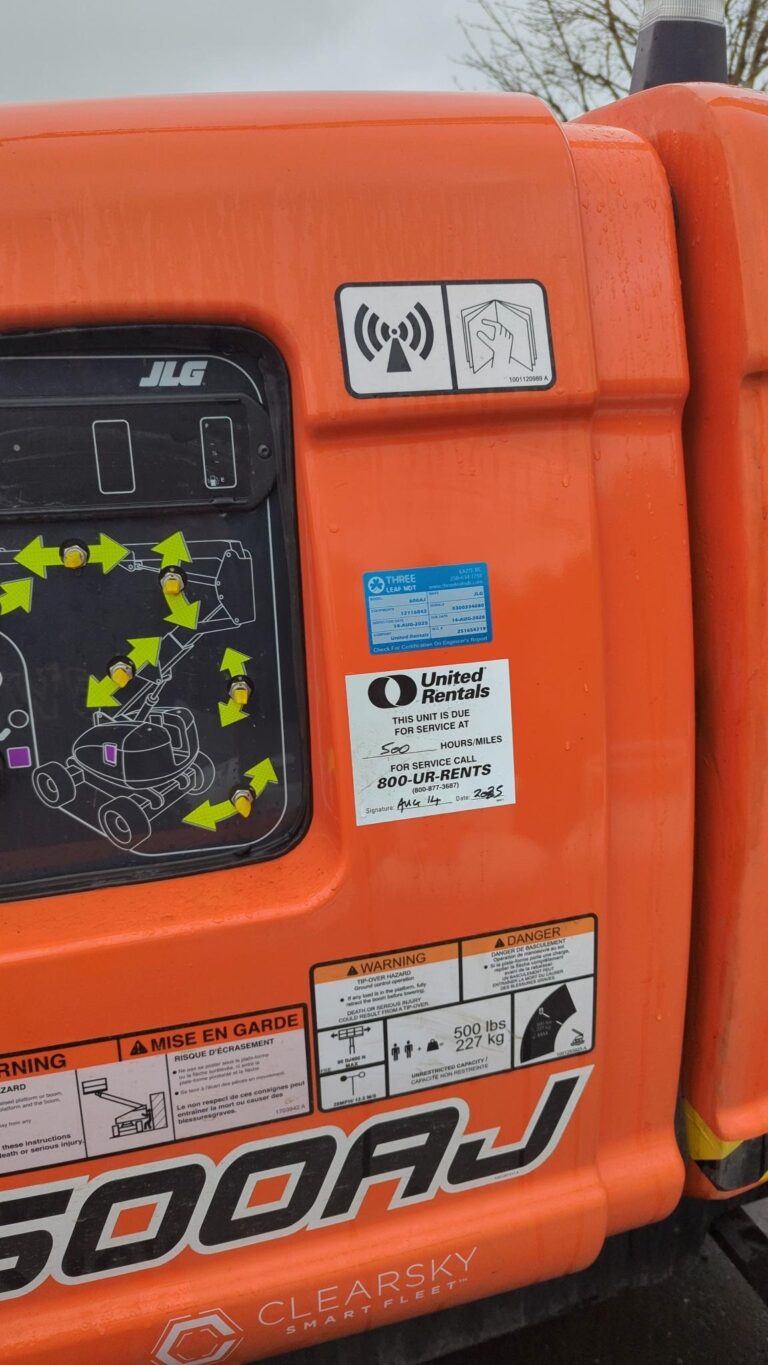 Three Leaf Inspection Sticker on lift 768x1365